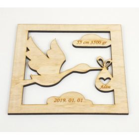 Gólya hozza a babát fa tábla