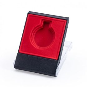   Műanyag éremdoboz átlátszó fedéllel – piros és kék színben, 40–50 mm-es érmekhez