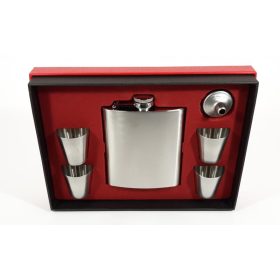 Flaska 4 pohárral dobozban