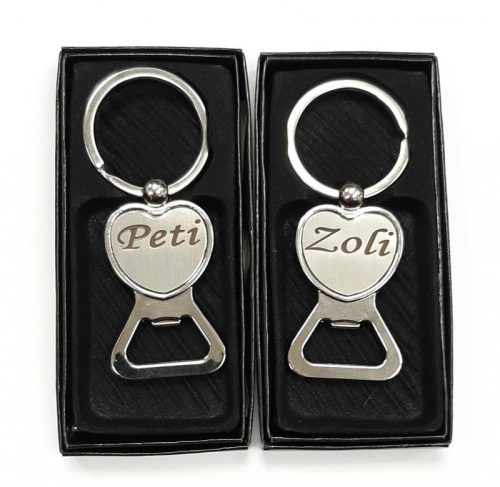 Kulcstartó, sörnyitós szív, dobozban