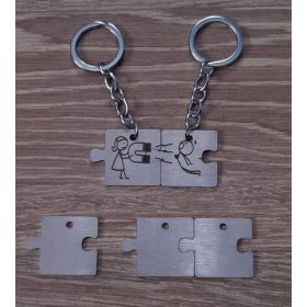 Egyedi acél kulcstartó, puzzle