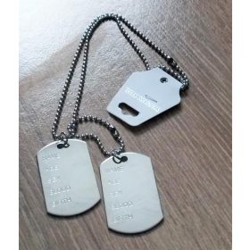 Dögcédula lánccal, Stainless steel